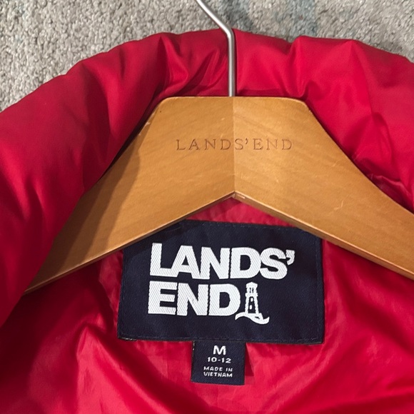 Lands' End Women's Vibrant Red Puffer Jacket - Picture 2 of 3